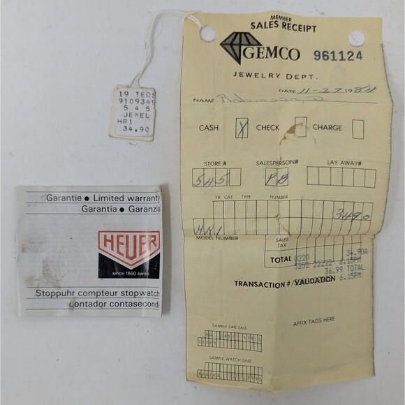 Vintage Tag Heuer Trackmate Stopwatch 1/5 Ref 592 With Box Receipt 1980s Tested - Picture 6 of 12